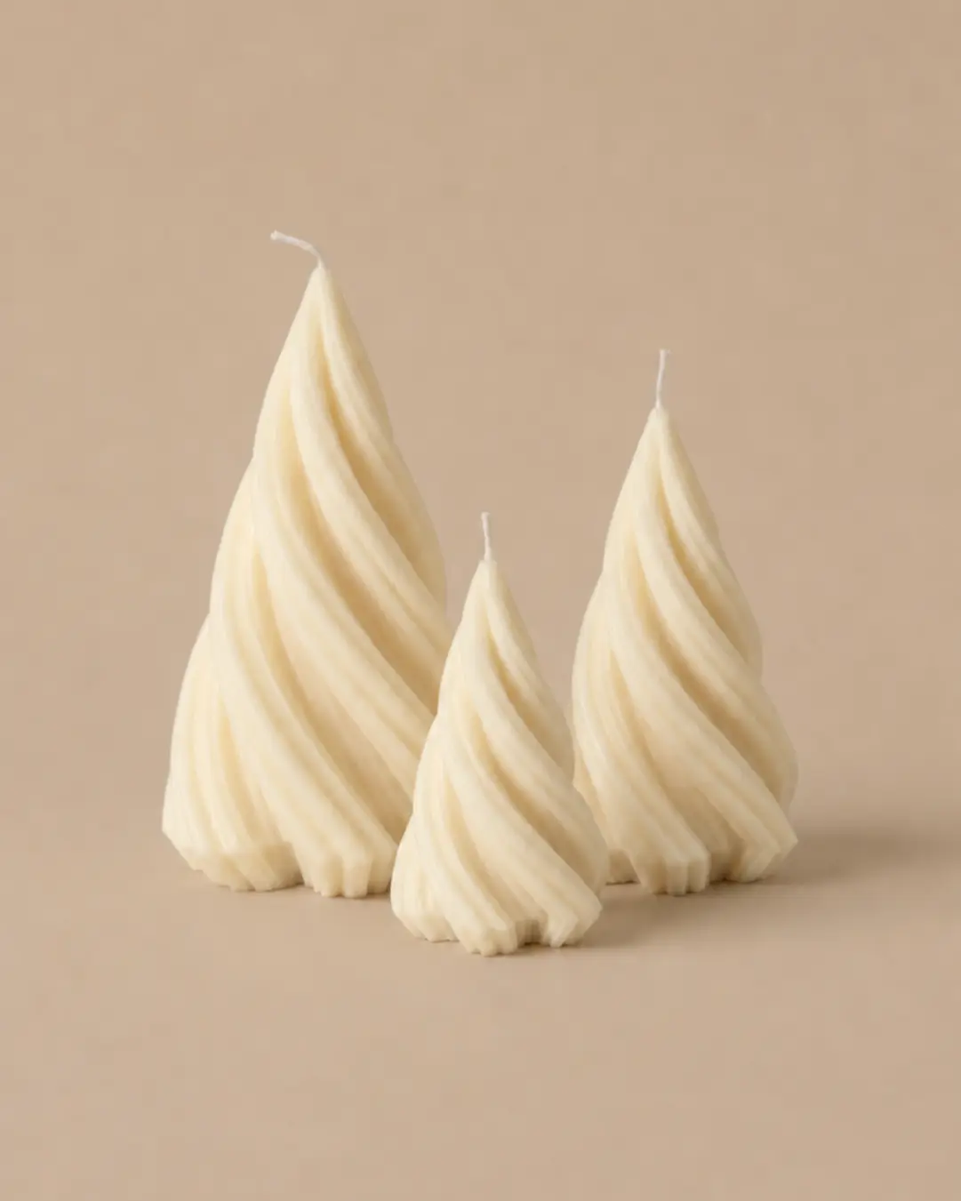 The Grove, three spiral tree candles